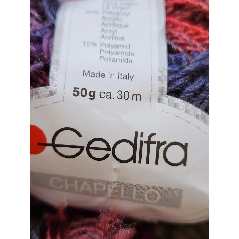 Gedifra Chapello Yarn Lot 8 Skeins Wool Blend Italy Textured Eyelash Yarn